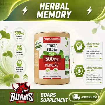 Nat&Form Ginkgo Biloba 500mg – Bổ Sung Ginkgo Biloba Viên uống bổ não
