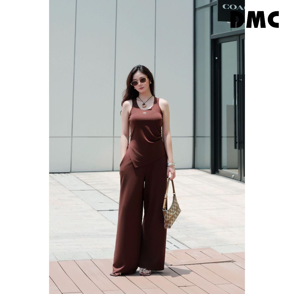 [EC2] Set bộ áo ba lỗ quần ống rộng chocolate DMC (Chocolate Brown Knit Sleeveless And Loose Pants)