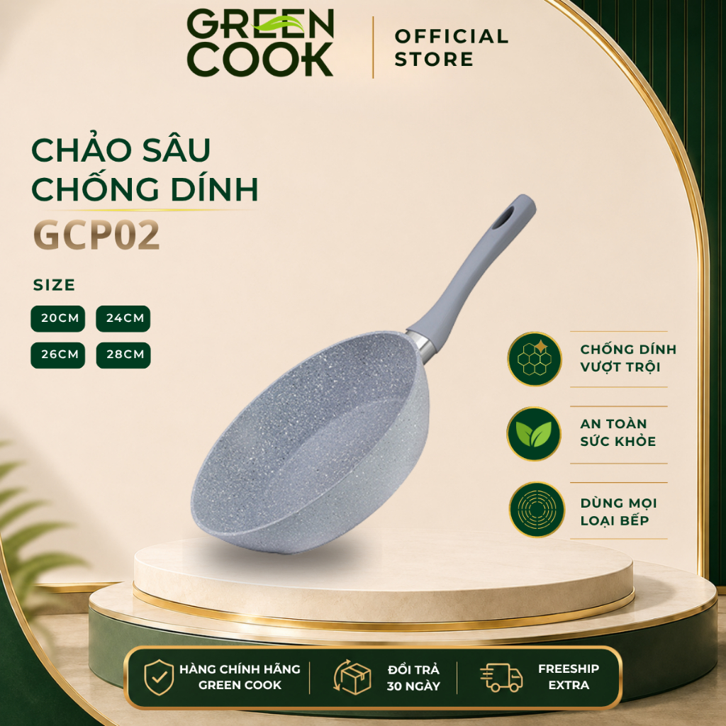 Chảo chống dính PFOA free đáy từ Green Cook GCP dùng được tất cả các bếp. | BigBuy360 - bigbuy360.vn
