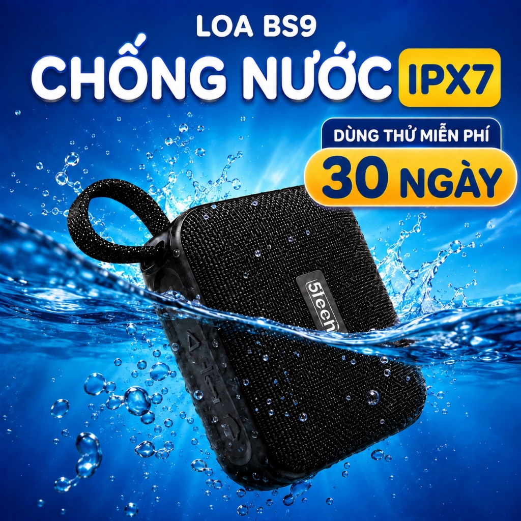 Loa bluetooth 5TECH  chống nước IPX7, loa mini cầm tay di động nghe nhạc cực hay, pin khoảng 4 giờ.