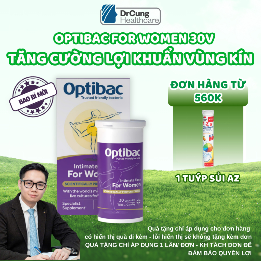 NHẬP KHẨU CHÍNH HÃNG Men Vi Sinh Phụ Khoa Optibac Tím – For Women 30 Viên – Bổ Sung Lợi Khuẩn