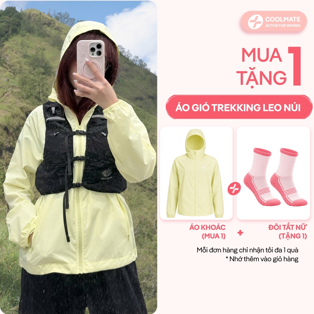 [TẶNG TẤT] Áo Khoác Gió Coolmate leo núi trekking mặc hàng ngày trượt nước chống tia UV Dáng Regular QuickDry