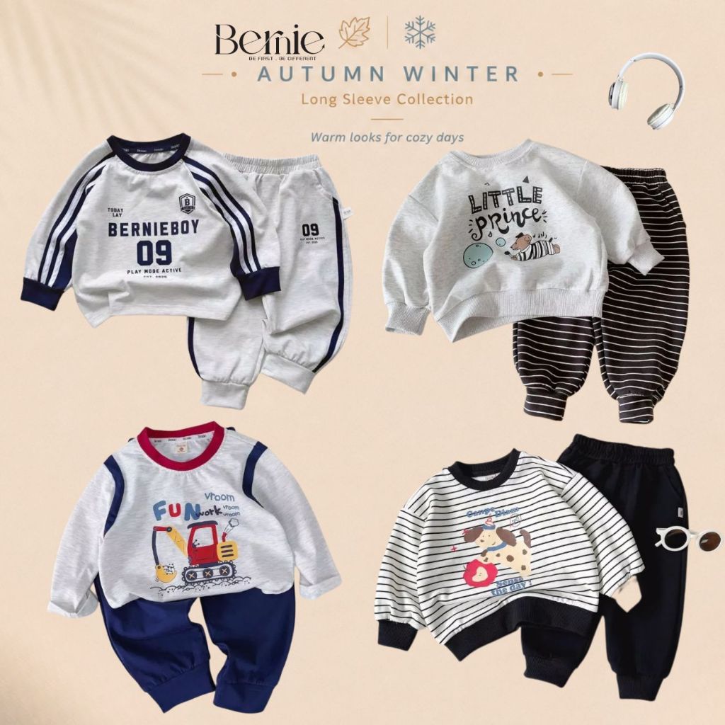 Quần áo dài tay cho bé trai tổng hợp TG đồ bộ dài tay thu đông bộ thun cotton 1 - 7 tuổi BERNIE kids