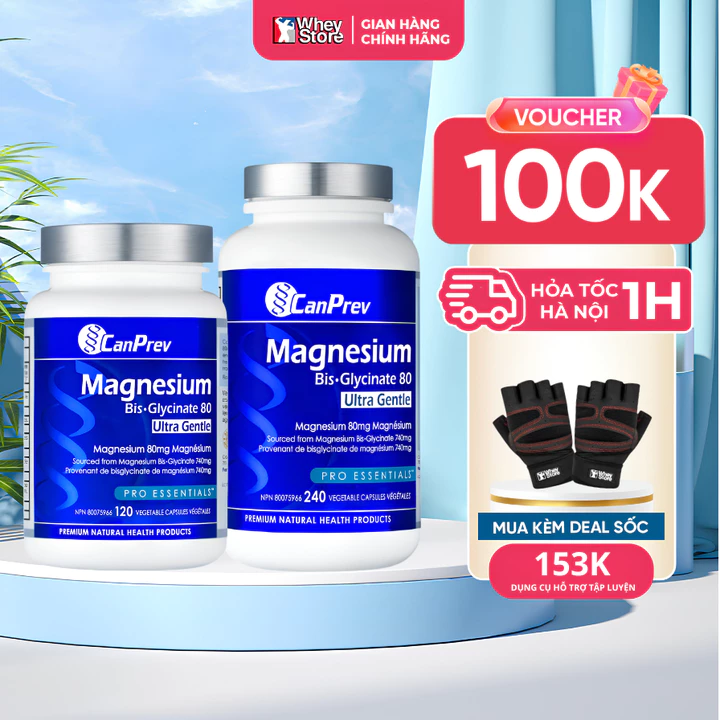 Viên Uống Canprev Magnesium Bis-Glycinate Ultra Gentle 80mg Giúp Ngủ Ngon,Giảm Căng Thẳng Chính Hãng
