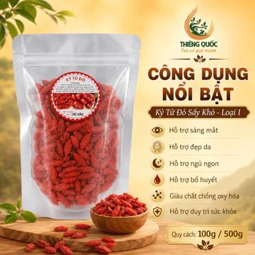 Kỷ Tử Đỏ Thượng Hạng - Câu Kỷ Tử Sấy Khô Giàu Dinh Dưỡng Giúp Đẹp Da, Bổ Máu, Dễ Ngủ, Sáng Mắt