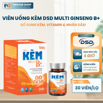 Viên Uống Kẽm DSD Multi Ginseng B+ Plus 150mg - Vitamin B & Nhân Sâm - Bổ sung Kẽm, Tăng cường sức khỏe