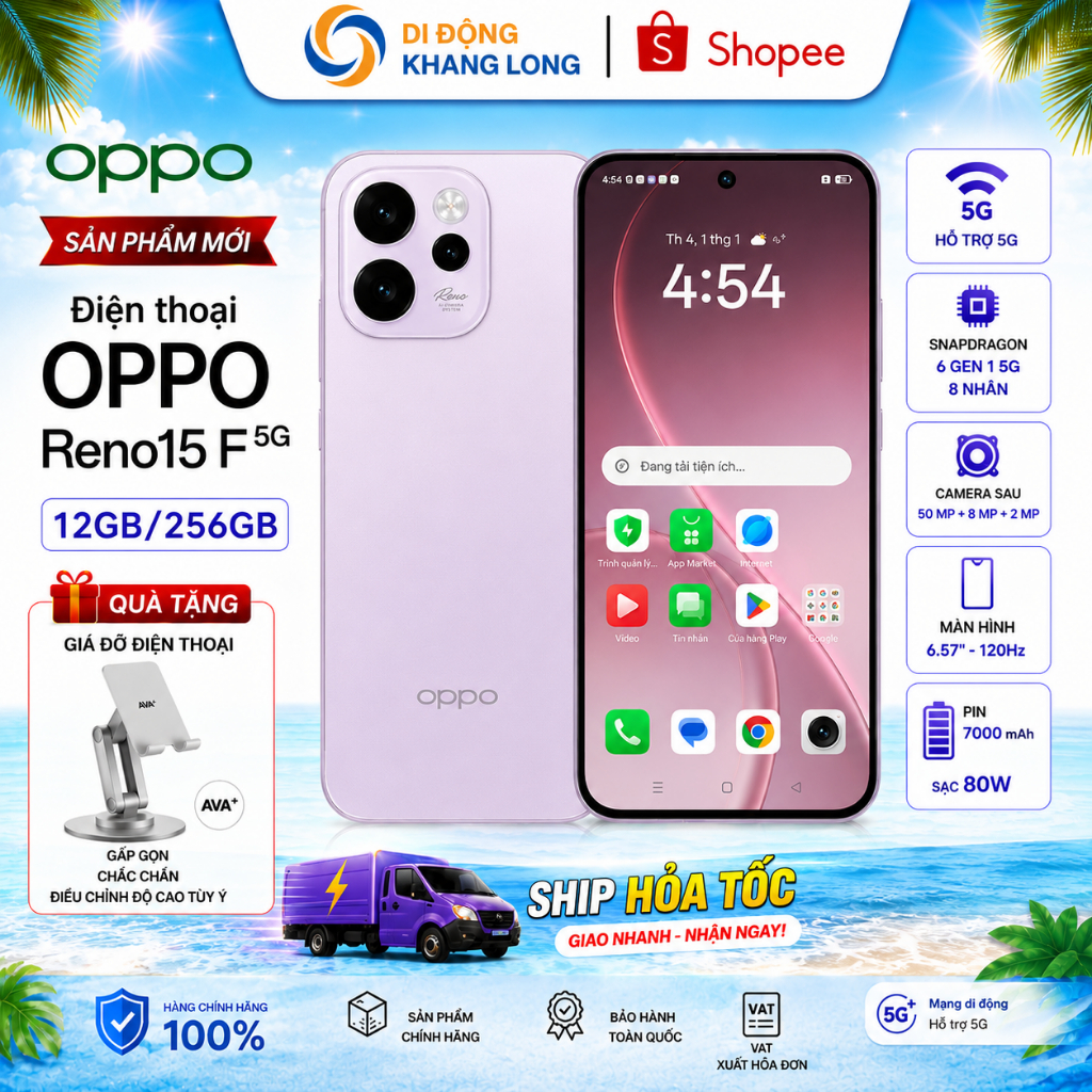 Điện thoại OPPO Reno15 F 5G 8GB/256GB l 12GB/256GB- Tặng đế xoay Ava+. | BigBuy360 - bigbuy360.vn