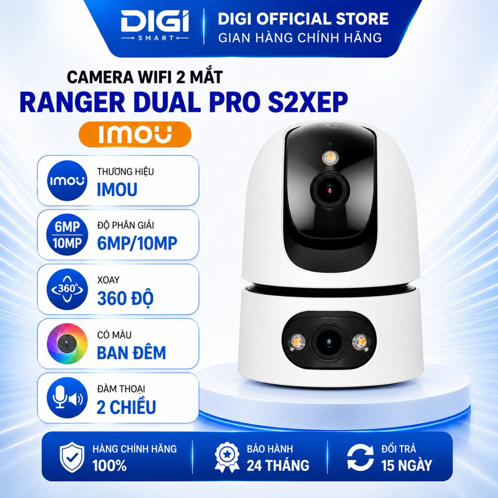 Camera Wifi IMOU 2 Mắt Ranger Dual Pro S2XEP 6MP/10MP, S2XP, Xoay 360 Độ, Đàm Thoại 2 Chiều, Có Màu Ban Đêm | BigBuy360 - bigbuy360.vn