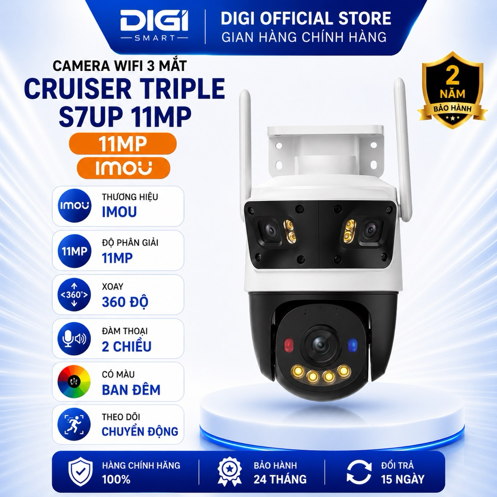 Camera Wifi IMOU 3 Mắt Cruiser Triple S7UP 11MP/Cruiser Pano Z S76DP 13MP, Còi Đèn, Có Màu Ban Đêm | BigBuy360 - bigbuy360.vn