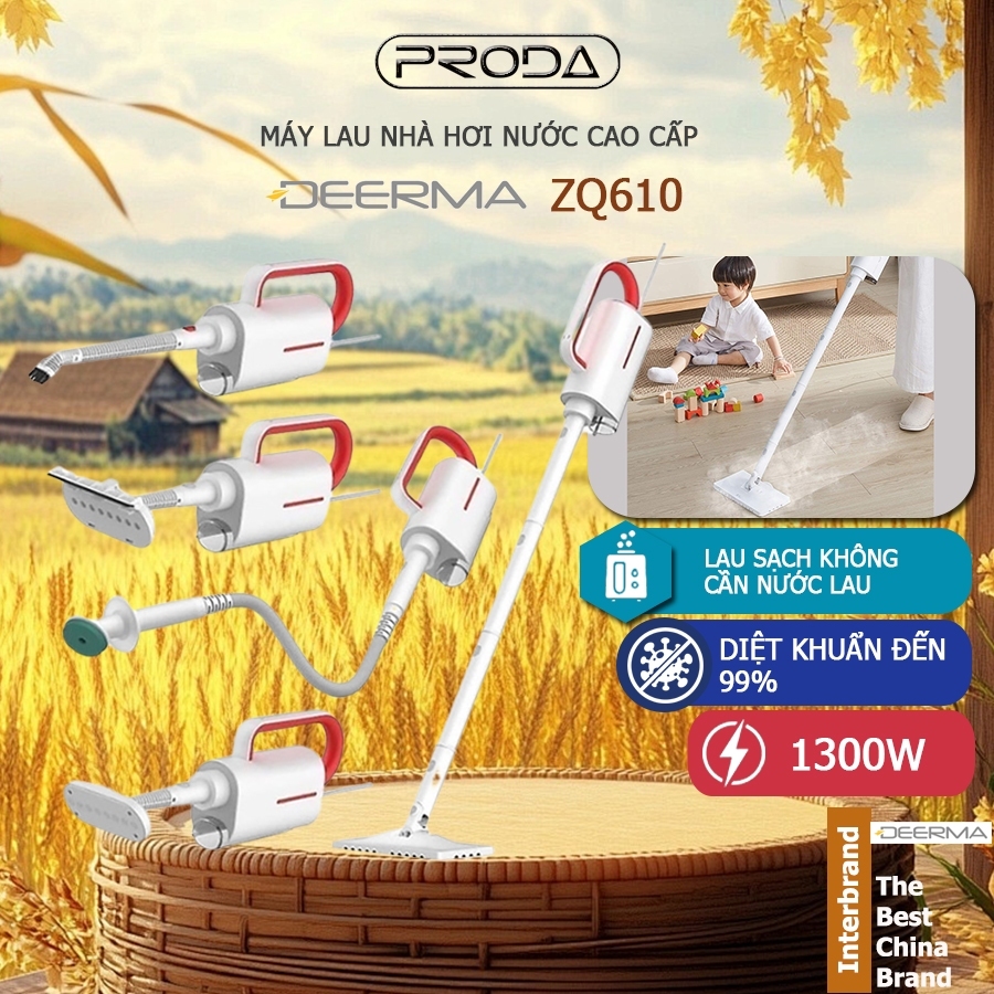 [Đời mới nhất] Máy lau nhà hơi nước Deerma ZQ610 khử trùng tối đa trên mọi bề mặt giải phóng sức lao động BH12T