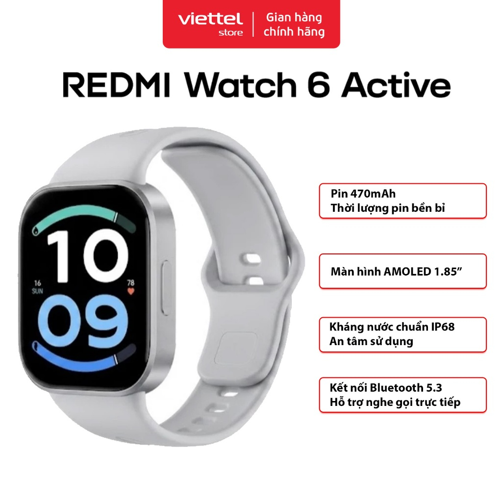 Đồng Hồ Thông Minh Xiaomi Redmi Watch 6 Active | Màn Hình AMOLED 1.85" | Hỗ Trợ Nghe Gọi Bluetooth | BigBuy360 - bigbuy360.vn