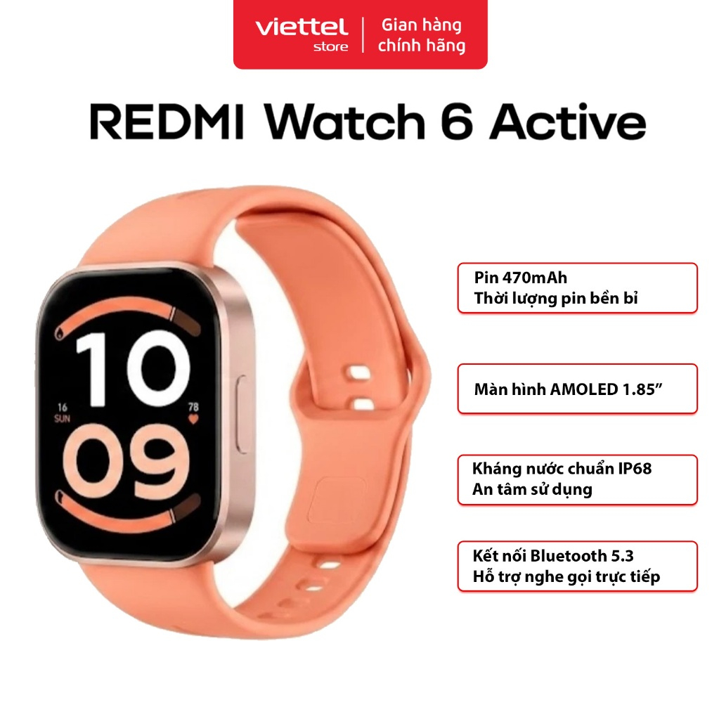 Đồng Hồ Thông Minh Xiaomi Redmi Watch 6 Active | Màn Hình AMOLED 1.85" | Hỗ Trợ Nghe Gọi Bluetooth | BigBuy360 - bigbuy360.vn
