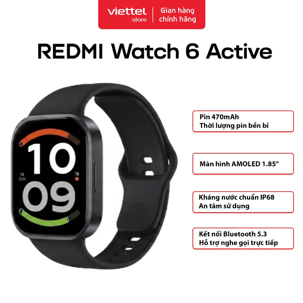 Đồng Hồ Thông Minh Xiaomi Redmi Watch 6 Active | Màn Hình AMOLED 1.85" | Hỗ Trợ Nghe Gọi Bluetooth | BigBuy360 - bigbuy360.vn