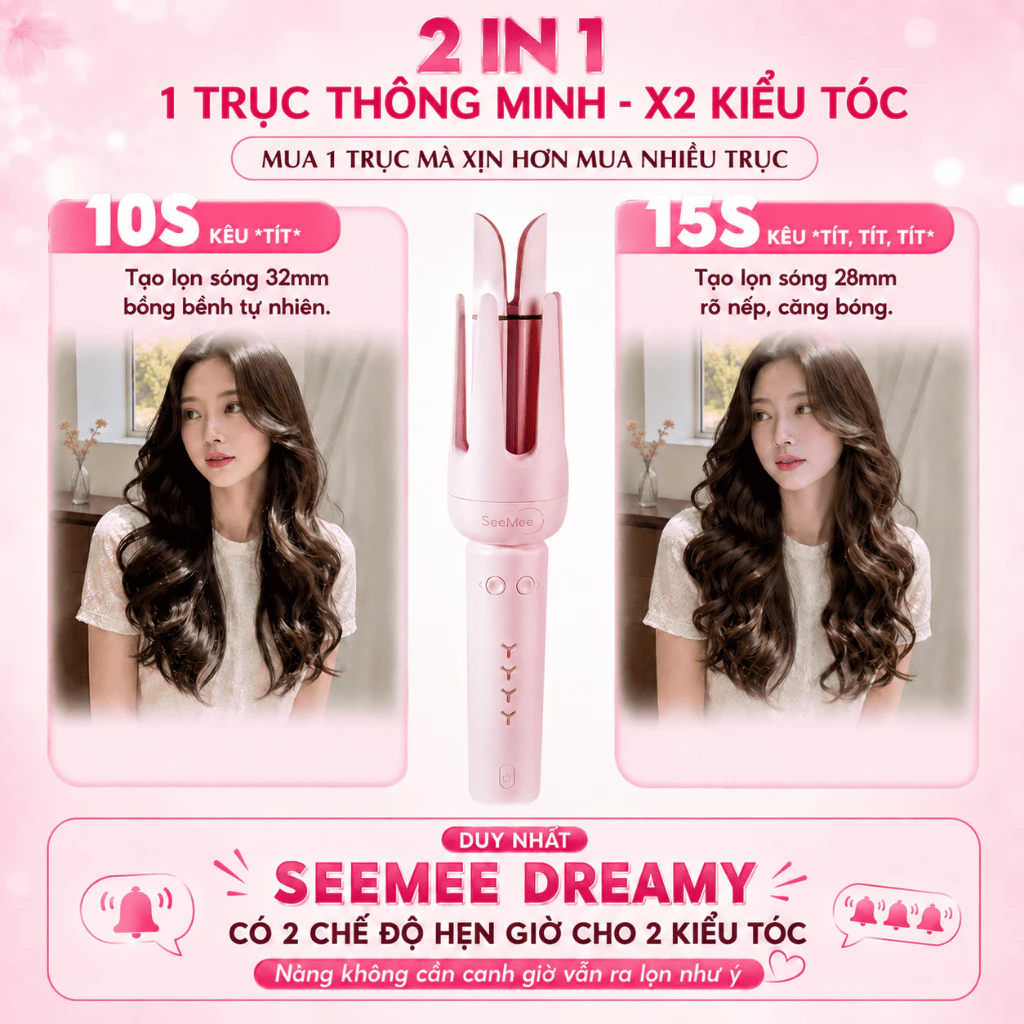 [GIÁ 345K TẠI LIVE SHOP]Máy uốn tóc tự động SeeMee tạo 2 kiểu xoăn trục 28mm 32mm giữ nếp 48h quà tặng bạn gái 20/10,LIS | BigBuy360 - bigbuy360.vn