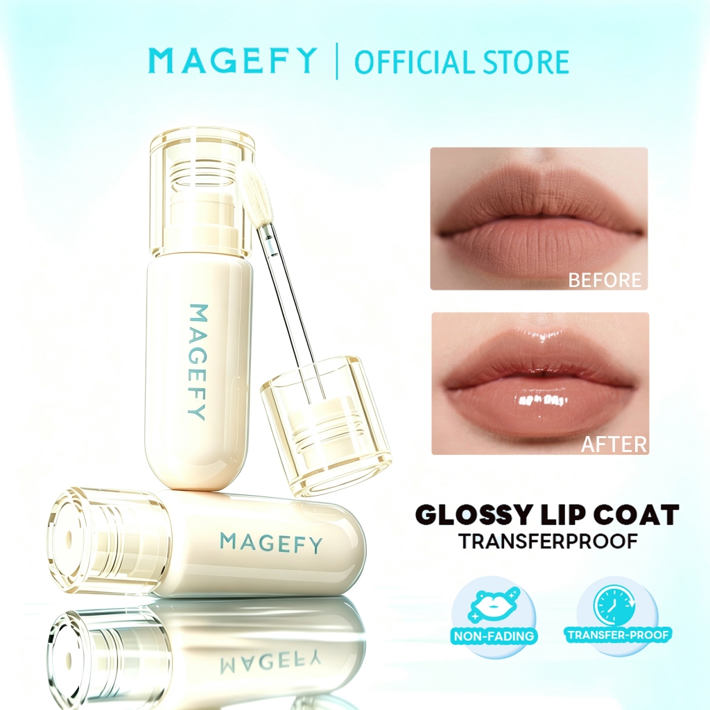 MAGEFY Son Bóng Trong Suốt Glossy Lip Coat Transfer-Proof–Hiệu Ứng Gương 3D Căng Mọng L06
