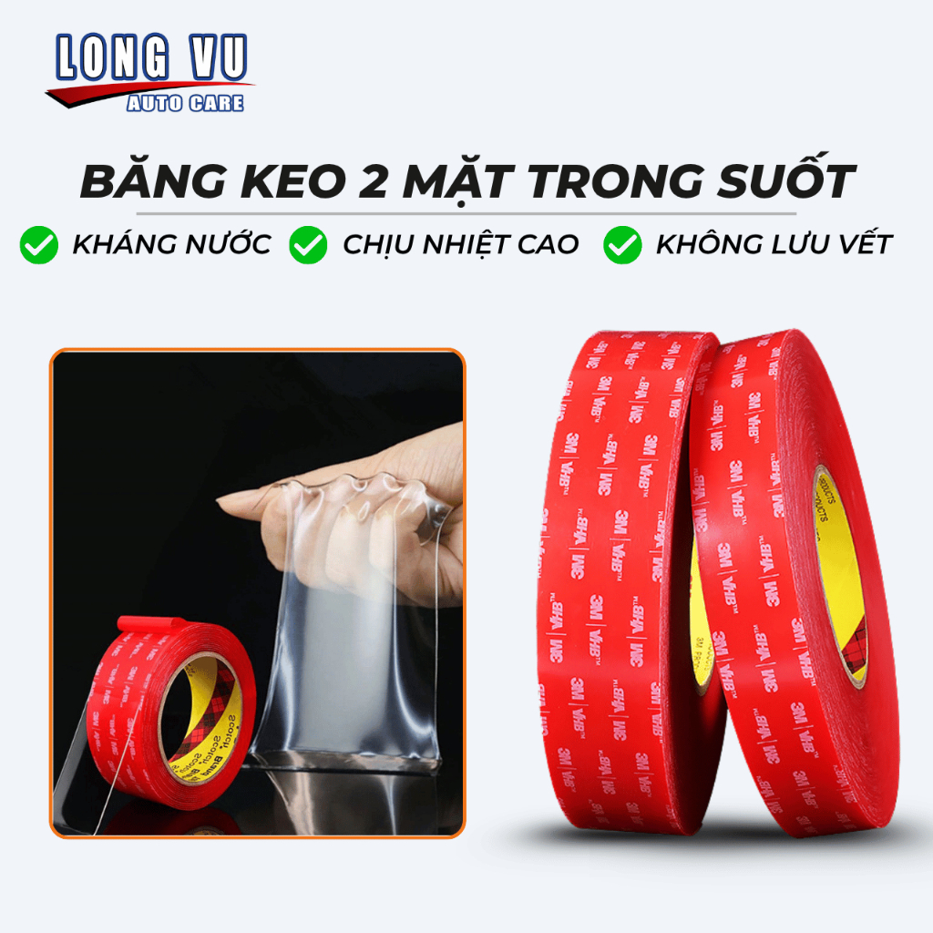 Băng keo cường lực 2 mặt 3M VHB 4910 siêu dính, chống thấm, dán các vật dụng gia đình, nhà tắm