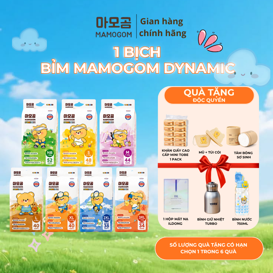 Tã Bỉm MAMOGOM Dynamic Đủ Size mềm mại, thấm hút tốt cho bé đến 20kg