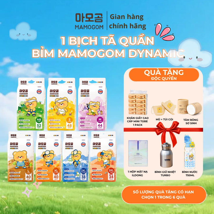 [MAMOGOM] Tã Bỉm Quần Dynamic Đủ Size 1 bịch mềm mại, thấm hút tốt cho bé đến 20kg