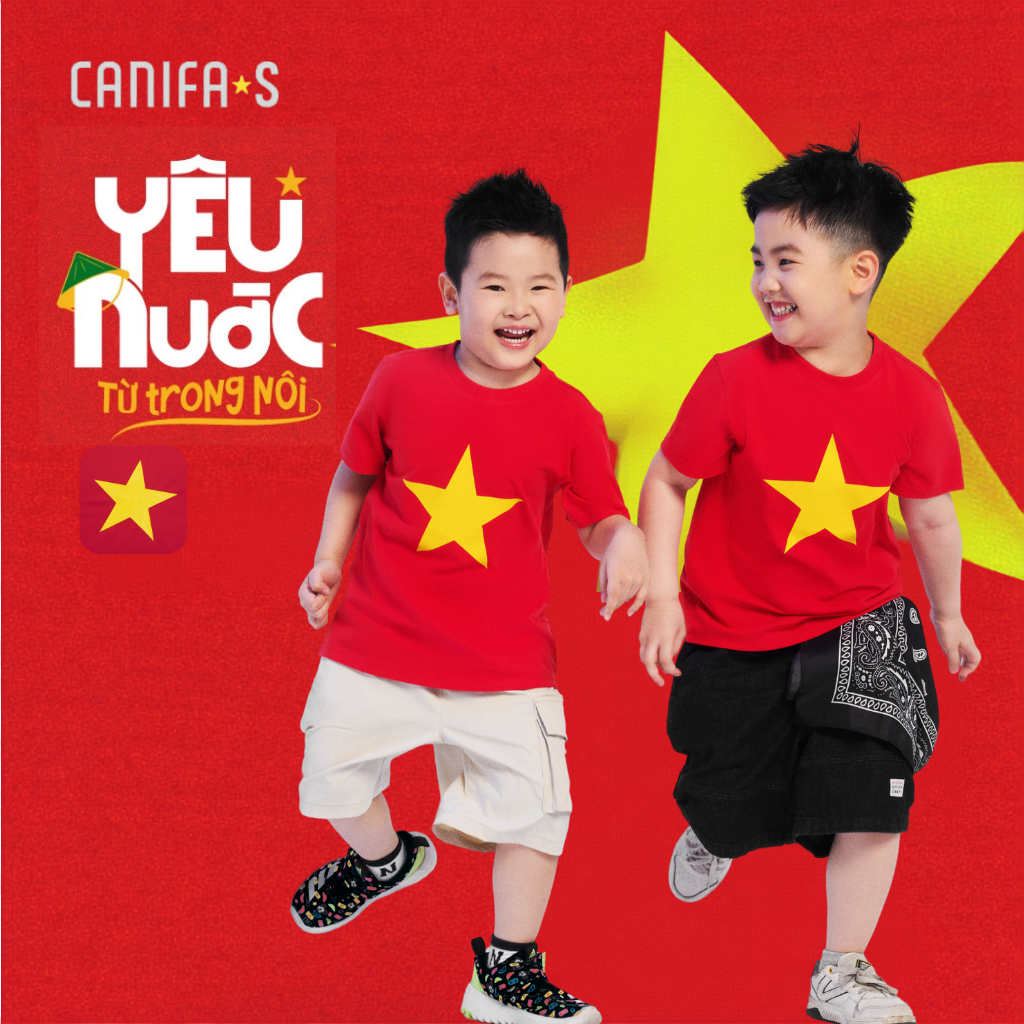 Áo phông unisex trẻ em CANIFA in Cờ đỏ sao vàng Việt Nam 3TS25S032