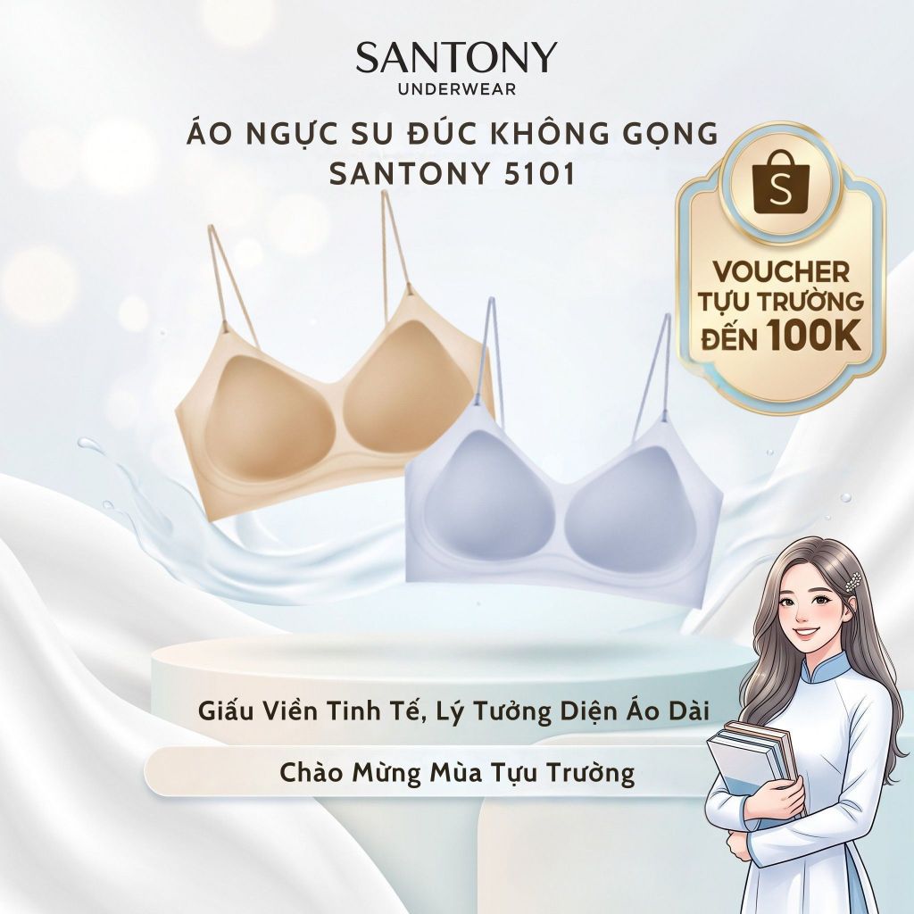 Áo Lót Su Đúc Không Gọng Santony 5101 - Giấu Viền Tinh Tế, Lý Tưởng Diện Áo Dài PIER N°5