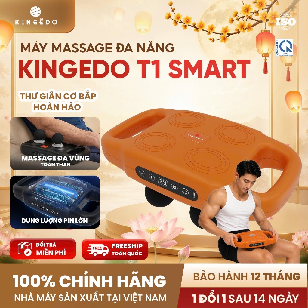 Máy Massage Chuyên Nghiệp Thế Hệ Mới Kingedo T1 Smart 4 Đầu - 16 Đầu, Massage Cao Tần Giảm Căng Cứng Cơ Tay Chân