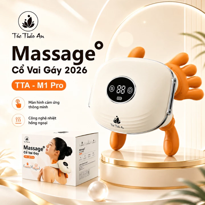 Máy Massage Bàn Tay Túc Thảo An Chườm Nóng Hồng Ngoại Massage Cổ Vai Gáy Giảm Đau Nhức bản PRO 2026