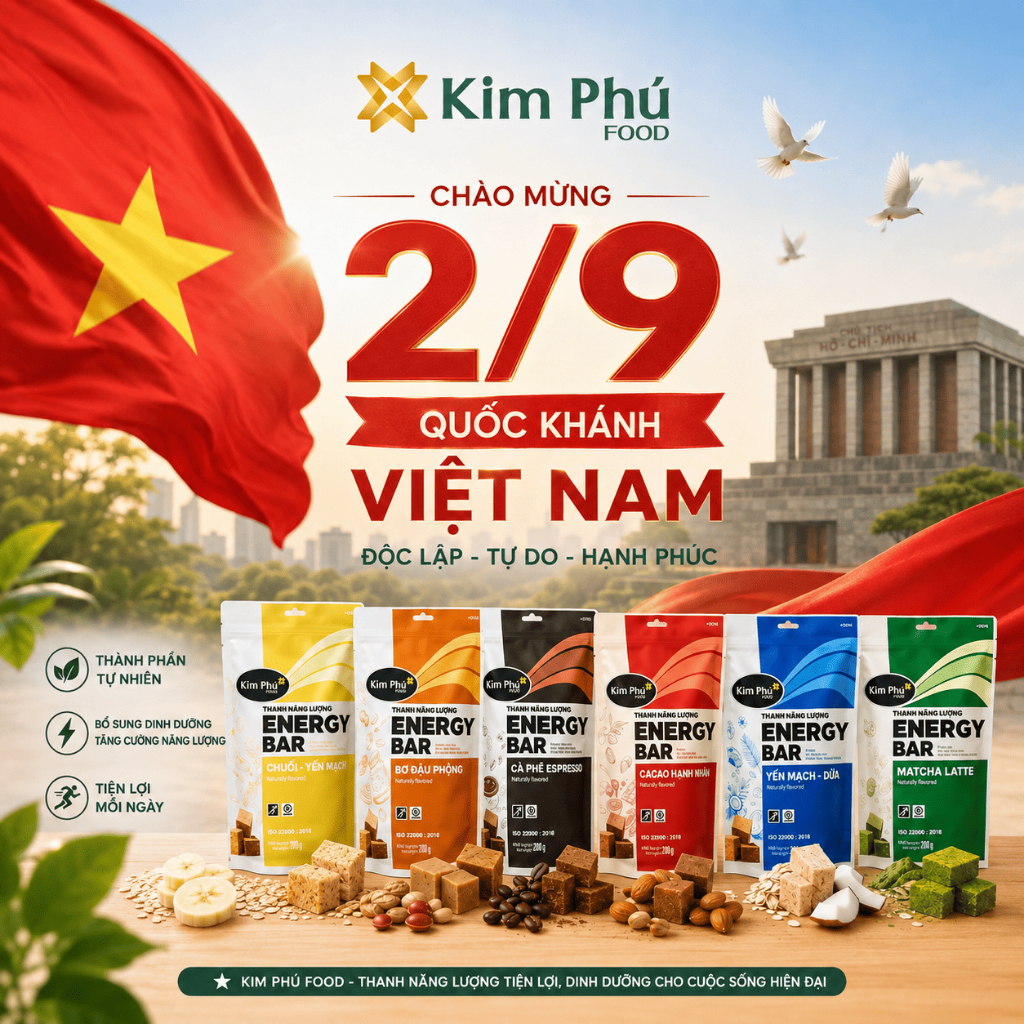 [Best seller] Thanh Năng Lượng EnergyBar Kim Phú Thơm Ngon 3 Vị Cafe, Chuối Yến Mạch, Bơ Đậu Phộng