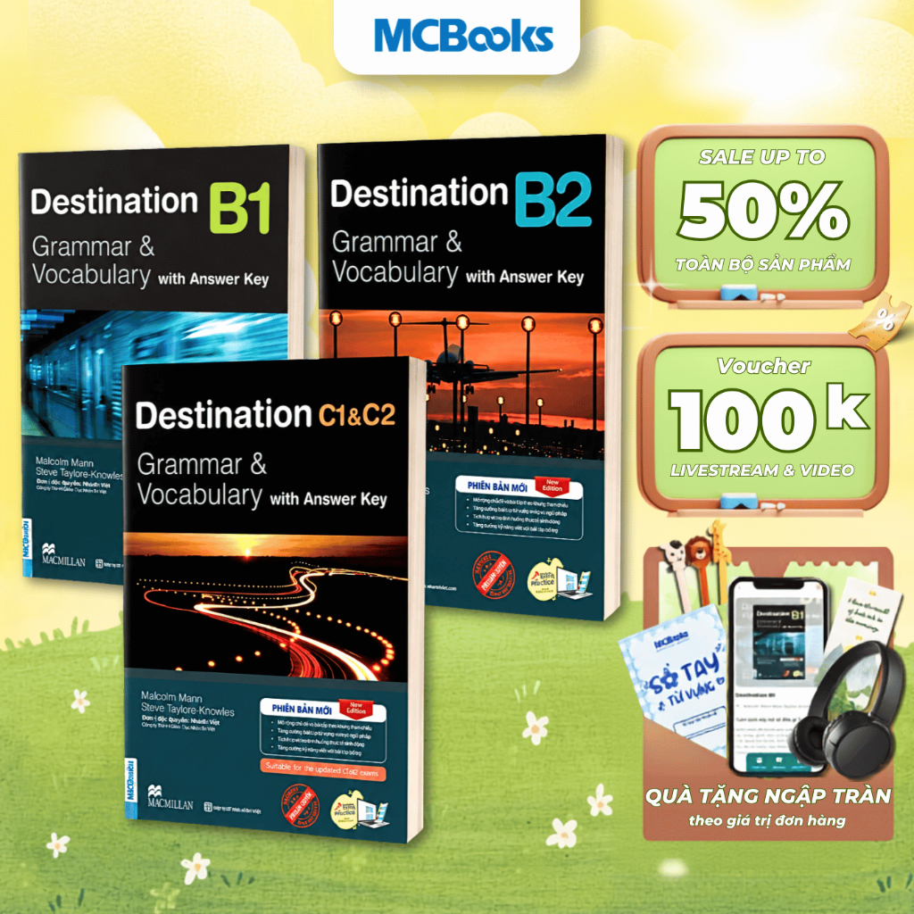 Sách - Trọn bộ Destination B1 + B2 + C1&C2 Grammar & Vocabulary Kèm đáp án Lẻ/combo 2025 - MCBooks
