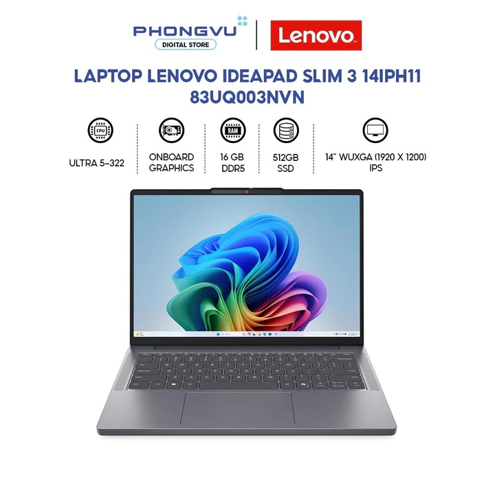 Laptop Lenovo IdeaPad Slim 3 14IPH11 83UQ003NVN Ultra 5 322 - 16GB - 512GB SSD - Win 11 - BH 24 Tháng