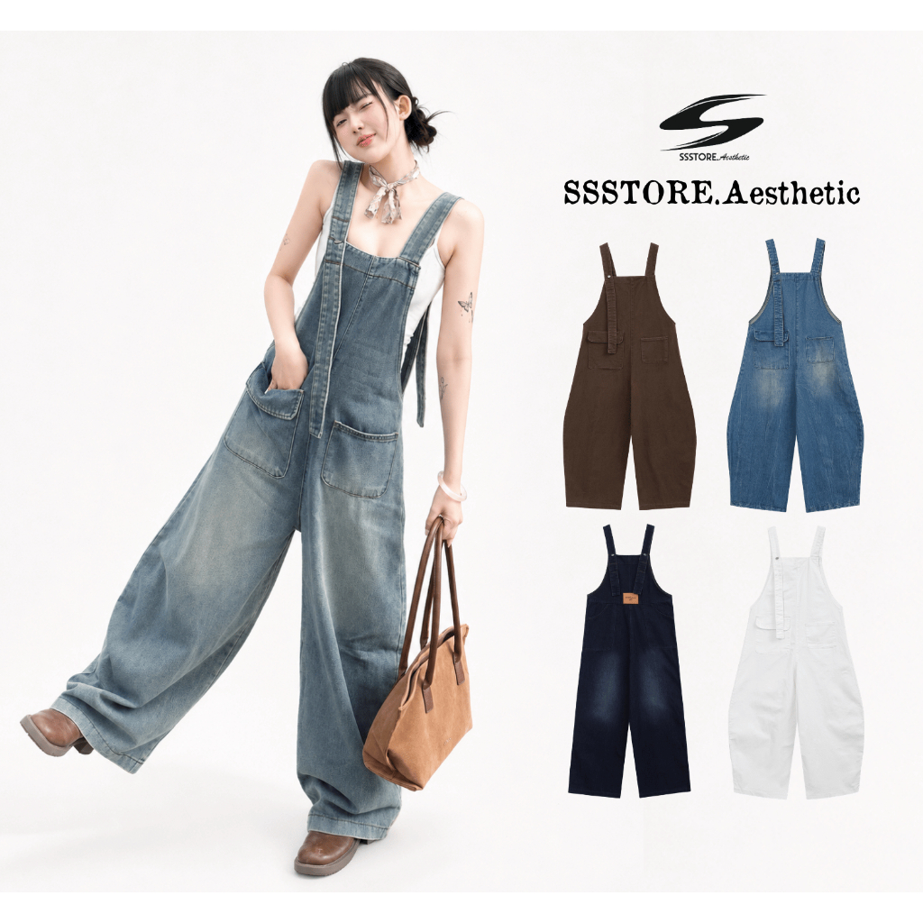 [Deal Độc Quyền ShopeeVIP] Quần Yếm Jean Nữ Ống Rộng Form Unisex Yếm Bò Denim Dày Dặn Che Khuyết Điểm SSSTORE.Aesthetic | BigBuy360 - bigbuy360.vn