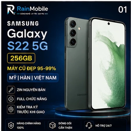 Samsung Galaxy S22 5G 256GB Cũ Mỹ/Hàn - Máy Đẹp 95-99%, Zin Nguyên Bản, Full Chức Năng