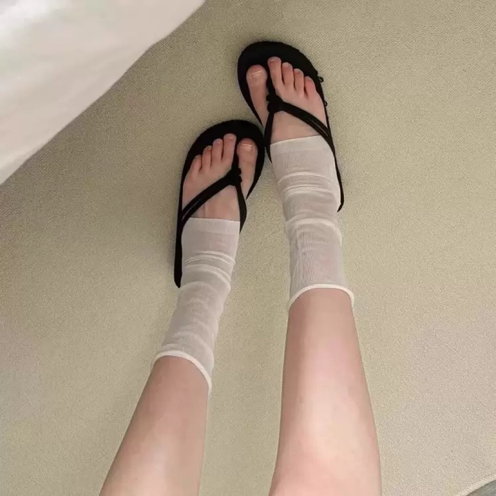 Tất nửa bàn mỏng cổ cao dáng nhún Hàn Quốc, vớ hè thoáng chân phối sandal, giày búp bê, mary jane TA60