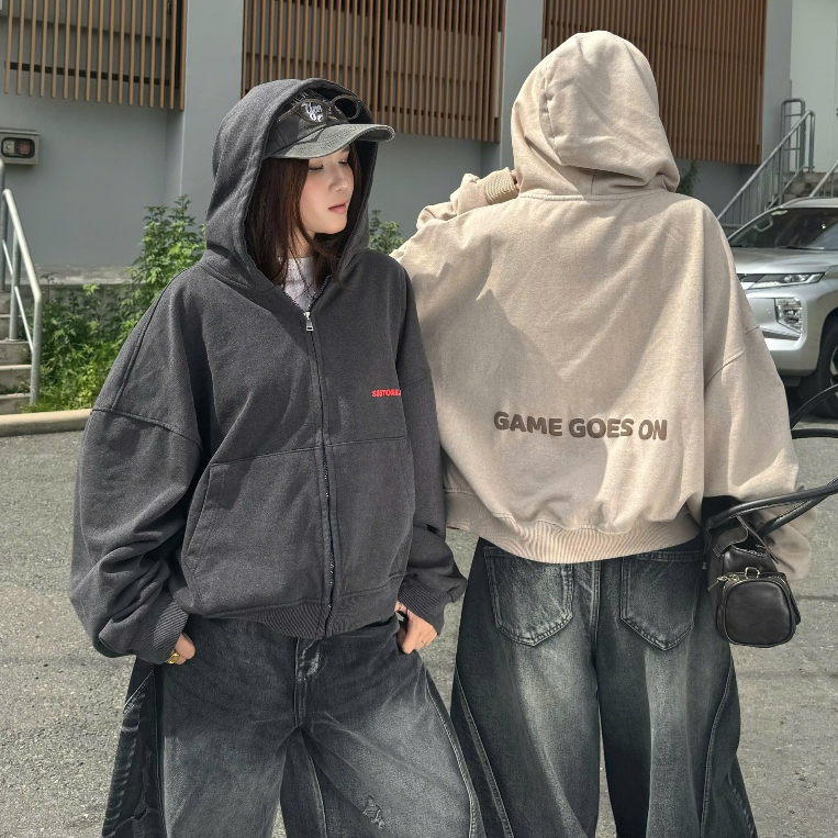 [Deal Độc Quyền ShopeeVIP] Áo Khoác Zip Wash PREMIUM In Nổi Vải Nỉ Chân Cua Boxy Unisex Rộng Nam Nữ | SSSTORE.Aesthetic | BigBuy360 - bigbuy360.vn
