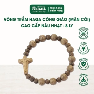 Vòng trầm HAGA công giáo (mân côi) cao cấp, 10 kinh Kính Mừng, nhiều kích cỡ kèm Thánh giá