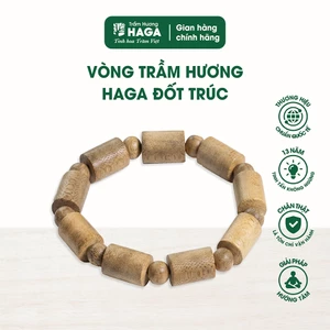 Vòng trầm hương HAGA đốt trúc, trầm hương tự nhiên, không đánh keo/sáp, mùi hương trầm dịu ngọt tự nhiên