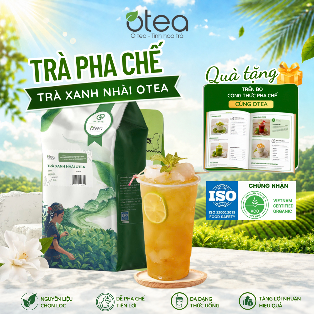 Trà Xanh Nhài Otea túi 1kg, Trà lài pha chế chát nhẹ, hậu ngọt, chuyên dùng pha trà sữa,trà trái cây