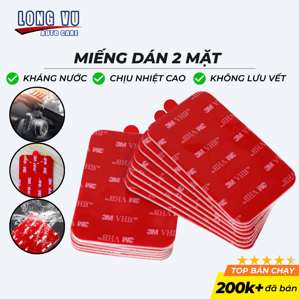 Băng keo 2 mặt 3M VHB siêu dính, chống thấm, không để lại vết keo