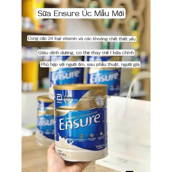 Sữa Ensure hương Vani bổ sung dinh dưỡng cho người cao tuổi, người ăn uống kém (850g)-usa