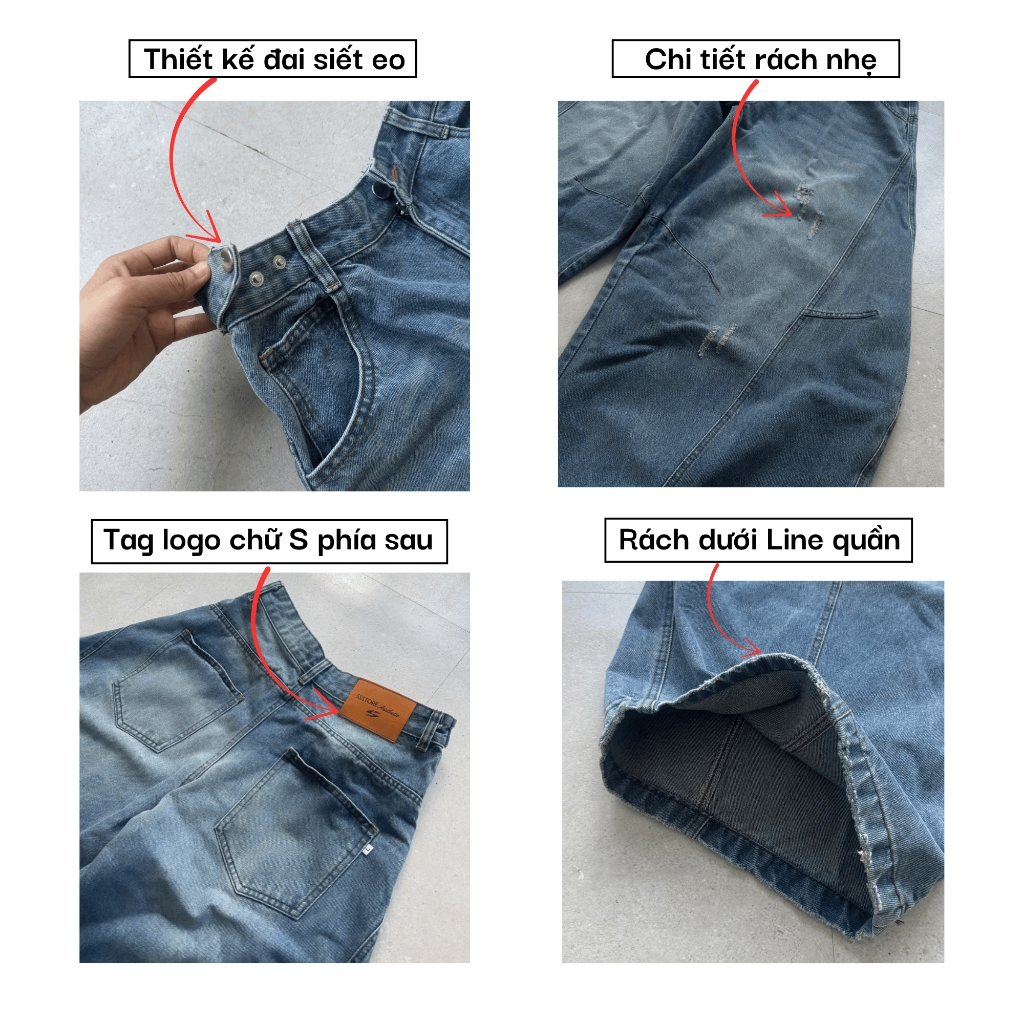 [Deal Độc Quyền ShopeeVIP] Quần Jean Ống Cong PREMIUM Form Rộng Tôn Dáng Nam Nữ Thiết Kế Đai Siết Eo | SSSTore.Aesthetic | BigBuy360 - bigbuy360.vn