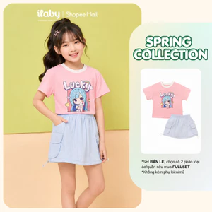 [ILABY 10-40kg] Mix set bộ bé gái, áo thun cotton 4 chiều và chân váy túi hộp [4180+3854]
