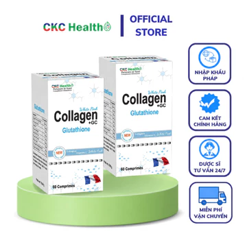 Combo 2 Viên uống COLLAGEN +GC Nhập khẩu PHÁP với Collagen & L - Glutathione và Vitamin C đẹp da ngăn ngừa lão hóa Hộp 6