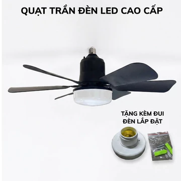 Quạt trần mini 42cm / 52cm quạt trần 6 cánh có đèn led cho phòng ngủ, phòng thay đồ, quạt mùng tặng kèm 1 chui E27