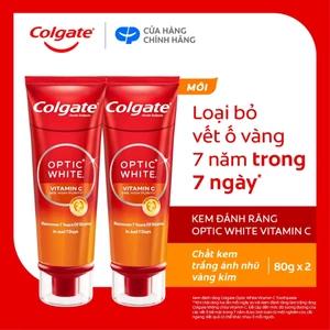 [SVIP]Bộ 2 Kem đánh răng Colgate trắng răng Optic White Vit C độ tinh khiết cao, loại bỏ vết ố cứng đầu trong 7 ngày 80g