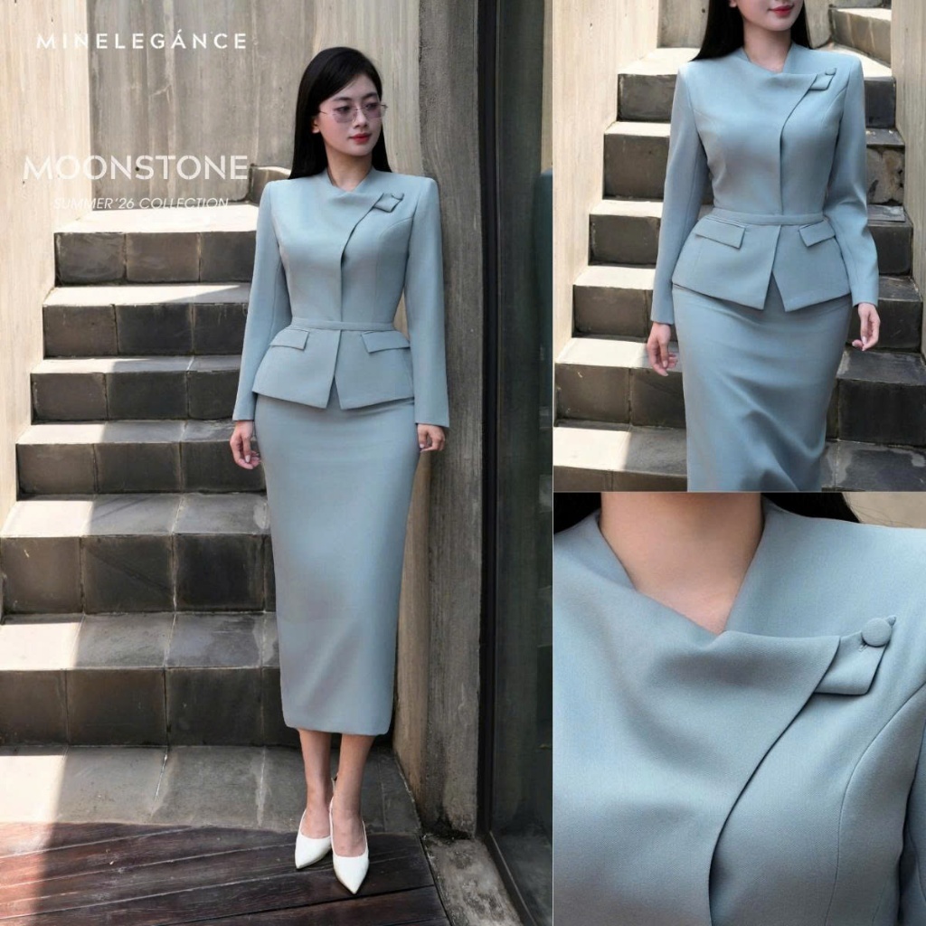 MINELEGÁNCE | SET ÁO VEST & CHÂN VÁY BÚT CHÌ THANH LỊCH, SANG TRỌNG - MIN164