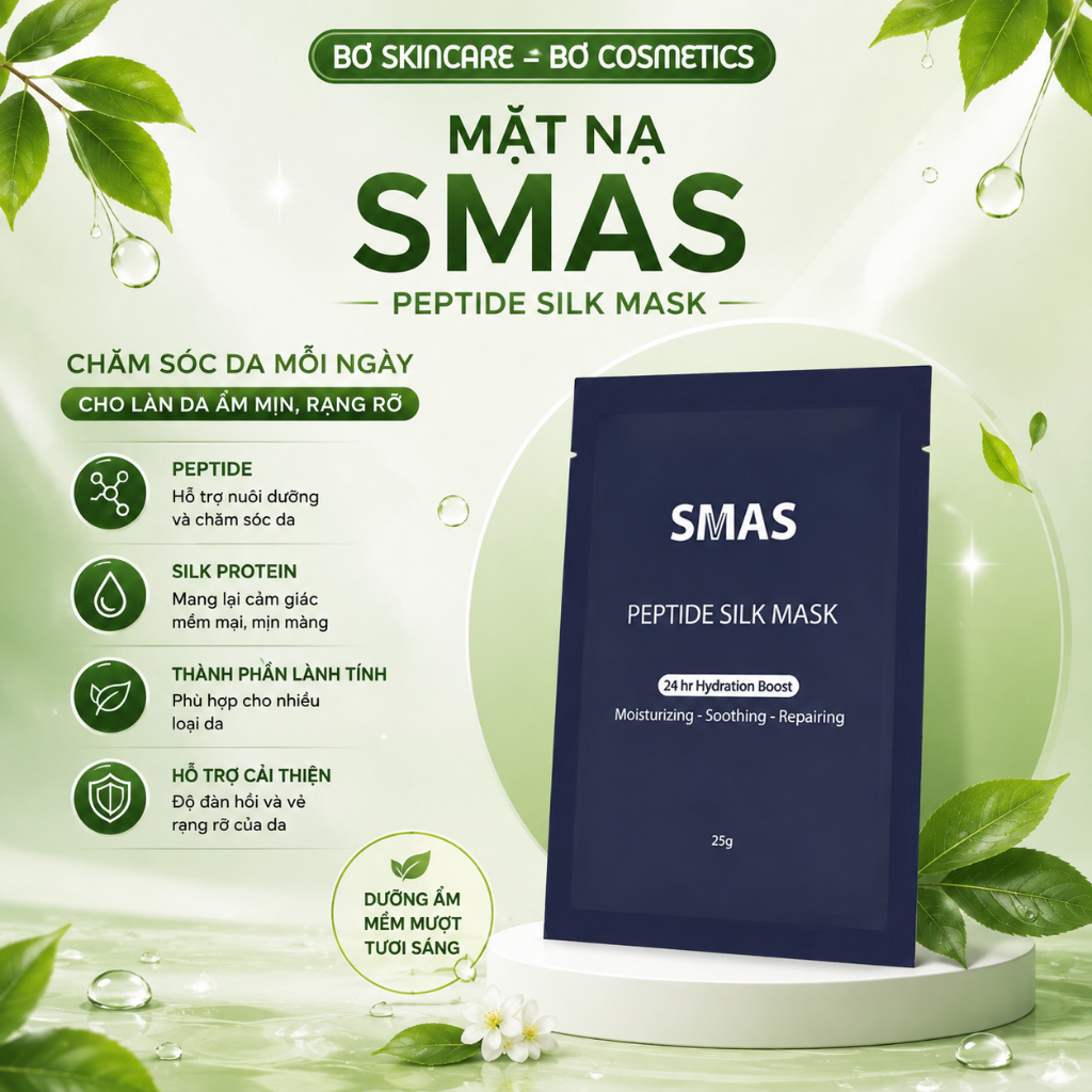 (HÀNG CTY PPL) MẶT NẠ DƯỠNG VÀ PHỤC HỒI DA NHẠY CẢM,SAU PEEL SMAS PEPTIDE SILK MASK (Tem CTY)