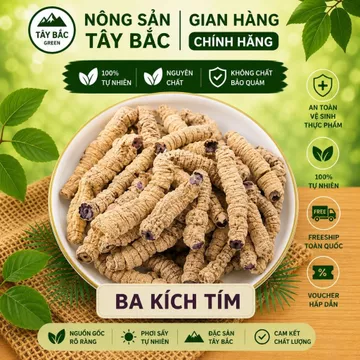 1KG Ba Kích Tím Khô Tây Bắc Green | Ba Kích Tím Sấy Khô, Thái Lát, Nguyên Liệu Thảo Mộc