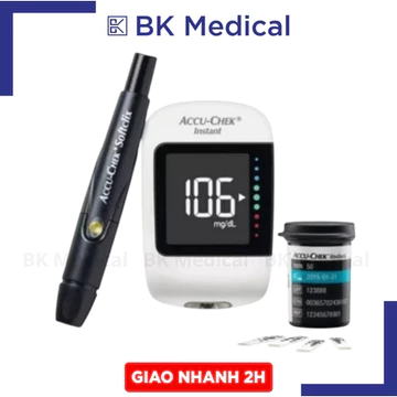 (hỏa tốc) Máy đo đường huyết ACCU CHEK INSTANT chính hãng ROCHE Đức tặng 25 que, kim cồn