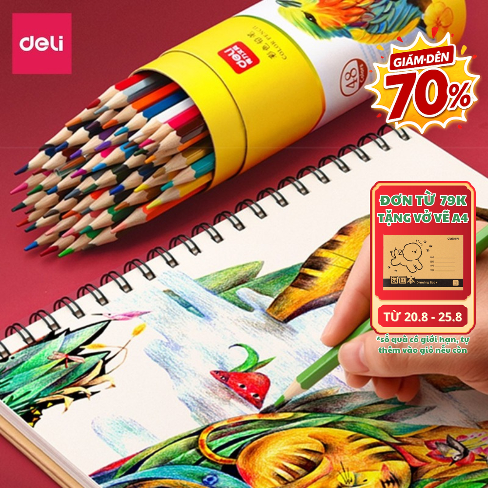 [MUA 3 GIẢM 30%] Bút Chì Màu Gốc Dầu Dạng Cốc/Lon 48 Màu Sắc Tươi Sáng, Chì Không Dễ Gãy Cho Học Sinh Cho Bé