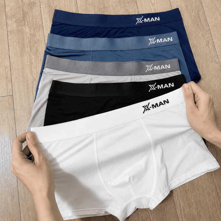 Quần Boxer Nam Cao Cấp Set 5 Quần, Thun Lạnh Co Dãn 4 Chiều, Thấm Hút Mồ Hôi, Mỏng Nhẹ Thoải mái XMAN