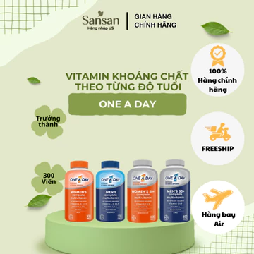 Vitamin Tổng Hợp One A Day Mỹ Cho Nam Nữ, Women’s Men’s Dưới 50 & 50+, Bổ Sung Vitamin Khoáng Chất
